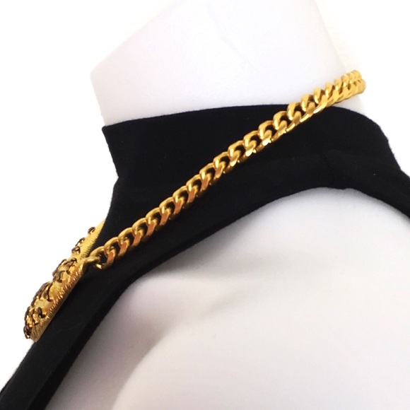 VINTAGE Gold Topaz Leopard Print Collar Necklace - Picture 3 of 5